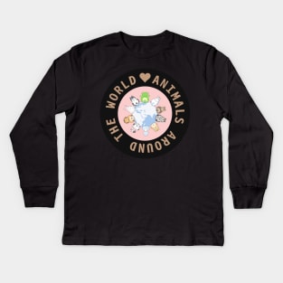 animals around the world Kids Long Sleeve T-Shirt